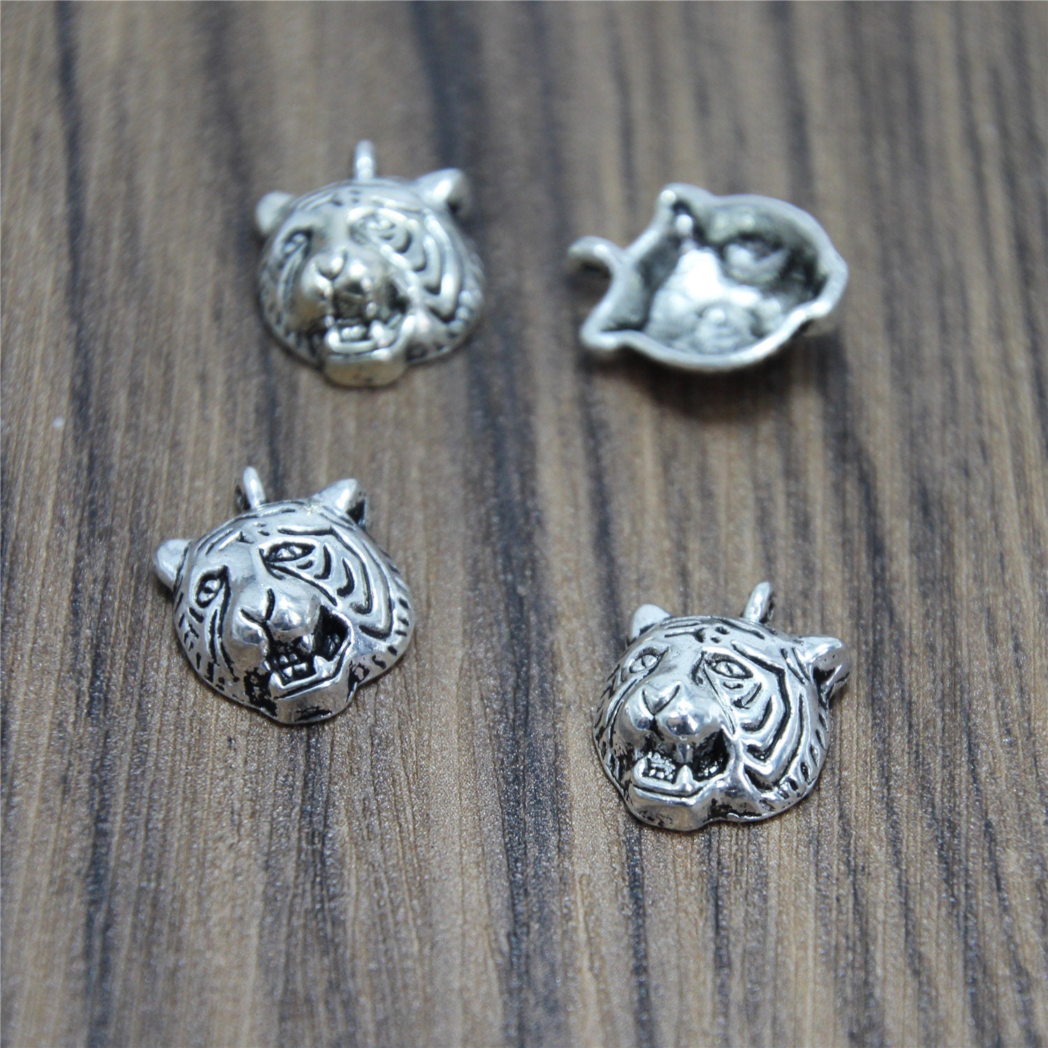 10pcs Tiger Charms Silver Tone Tiger Head Pendants Charm Etsy UK