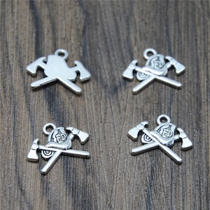 20pcs/lot Fire Department Charms Antiqued silver Tone Fireman charm pendants 20x15mm