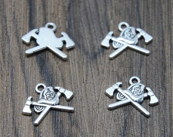 20pcs/lot Fire Department Charms Antiqued silver Tone Fireman charm pendants 20x15mm