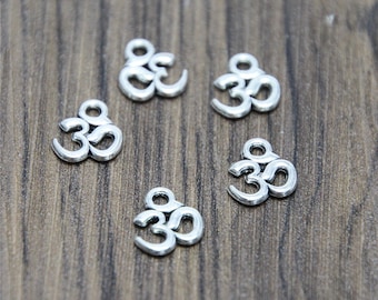 40ps OM Charms Silver Tone Yoga Ohm Aum Symbol charm Pendants 10x10mm