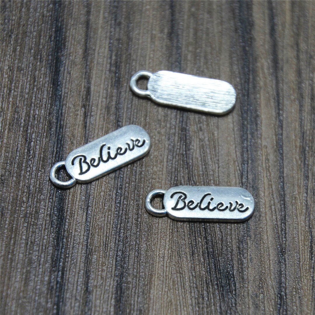 30 Silver Tone Believe Charms: Zinc Alloy Pendants (19x6mm) - Etsy