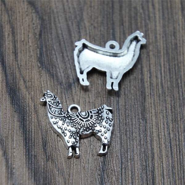 10pcs/lot alpaca Charms Antiqued silver Tone llama alpaca animal charm pendants 25x25mm