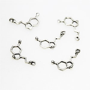 20 piezas de abalorios de serotonina, colgante de serotonina, joyería química, regalo para biólogos, científicos, regalo, 20 x 15 mm