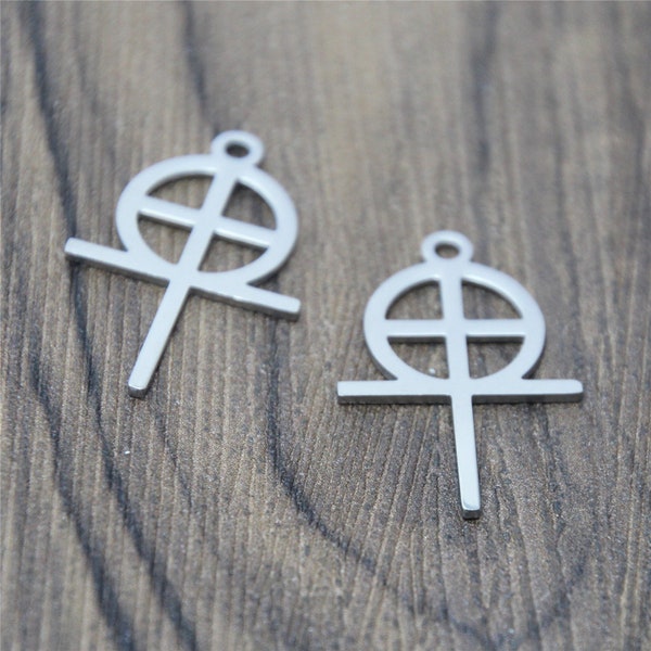 Celti c Cross charm Gnostic Coptic Cross amulet medallion talisman Stainless steel Charm pendant 27x18mm