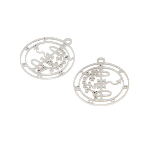 5 Asmodeus Symbol Charms: Stainless Steel Goetia Seal Pendants (25mm)
