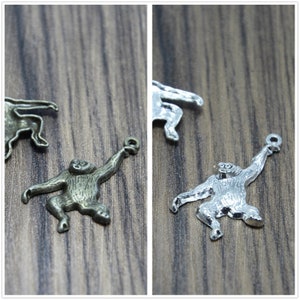 15 PCs Chimpanzee Monkey Chimpanzee Pendant Animal Charm Bronze silver tone 32*27MM