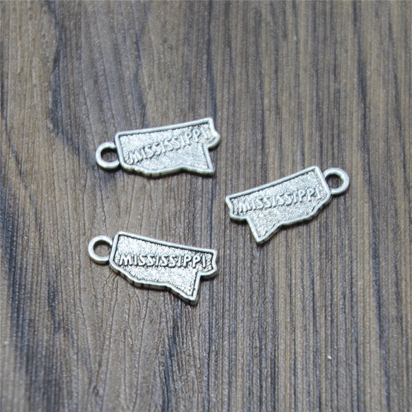 10pcs mississippi charms Antique Tibetan silver mississippi charms pendants  21x11mm