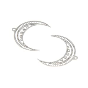 5pcs/lot Crescent Moon Mandala charm Geometric Crown Shaped Stainless steel Charm pendant 35x31mm