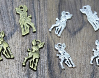 35pcs little deer Charms bronze Tone/silver tone deer charm pendants 20x9mm