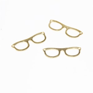 25pcs Eyeglass Charms Antique Tibetan Gold Tone Double Sided Connectors pendants 28.6x10mm