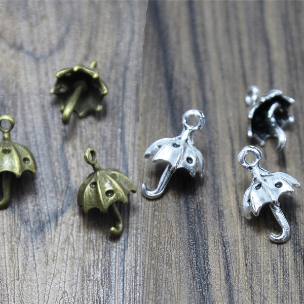 20pcs  silver tone/brozne tone Umbrella Charms pendants 3D 20x13mm