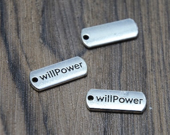 15pcs willpower Charms, Antique Tibetan silver willpower Charms pendentifs 21x8mm