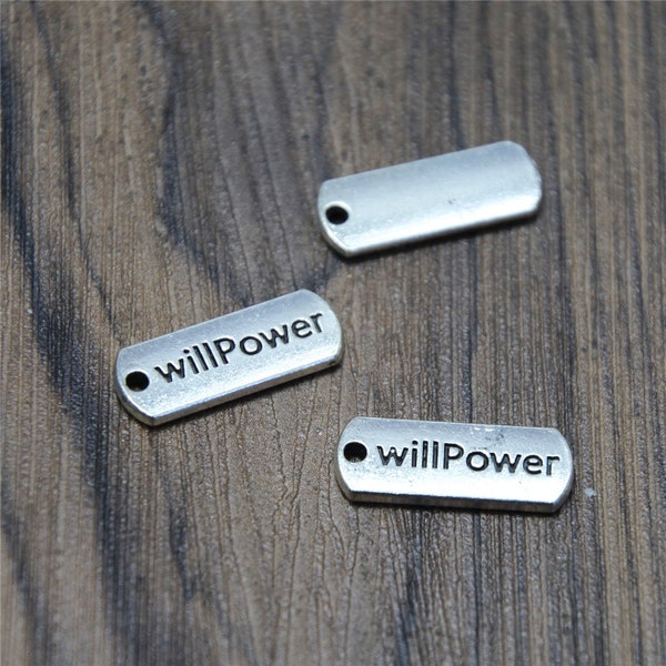 15pcs willpower Charms, Antique Tibetan silver willpower Charms pendants 21x8mm