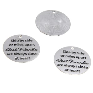 5pcs Best friend charms Antique silver tone side by side or miles apart charm pendant DIY jewelry findings 25mm