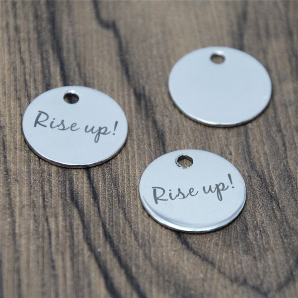 10pcs rise up ! charm silver tone message charm pendant 20mm