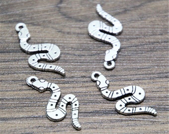 30pcs snake Charms  silver tone snake charm pendants 26x11mm