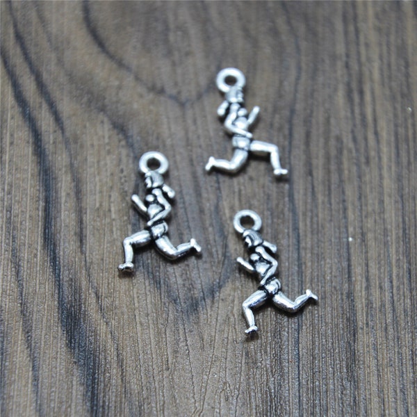 10pcs runner woman Charms Antique Silver running charm Pendants 14x20mm