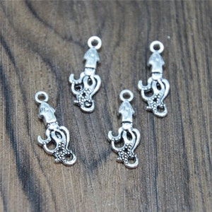 30pcs octopus Charms silver tone ocean sea octopus charm pendant 25x10mm