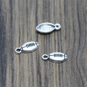 40pcs Football Charms  Silver Tone Football charm Pendant Rugby Football Rugby 15x7mm