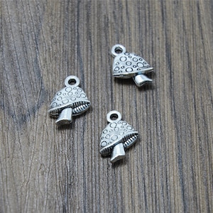 20pcs Mushroom Charms Antique Tibetan silver mushroom charms pendants 17x11mm