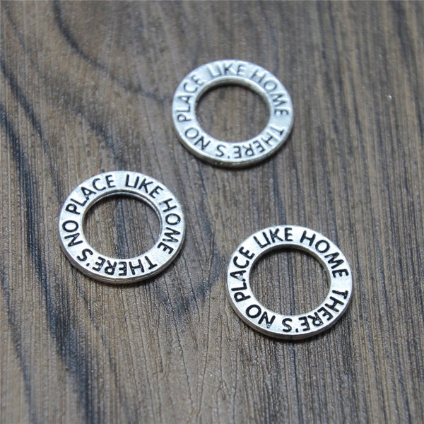 5pcs Wizard of Oz Word charms Antique silver tone there's no place like home charm pendant 22mm