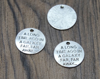 15 Antique Silver Star Wars Charms: Galaxy Pendants 20mm