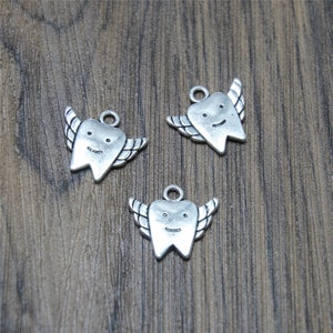 15pcs Tooth fairy charms  Antique Tibetan silver Tooth fairy charms pendants 20x18mm