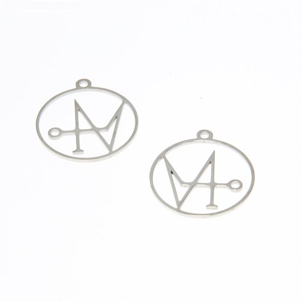 5pcs/lot Gabriel Sigil Symbol charm Sigil of Gabriel archangel Logo angel Emblem Amulet Stainless steel pendant 25mm