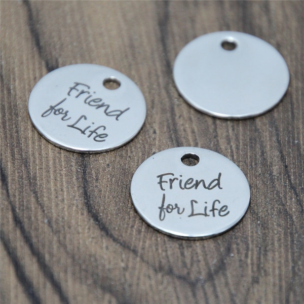 10pcs/lot Meilleur ami charme Ami pour la vie en acier inoxydable message Pendentif 20mm