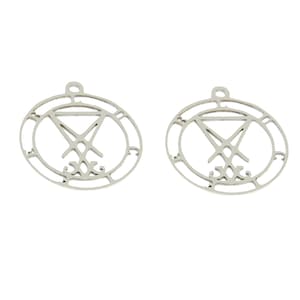 5 Lucifer Sigil Pendants: Stainless Steel Satanic Charms (25mm)