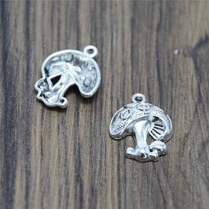 15pcs Mushroom Charms Silver Tone Mushrooms Charm pendants 30x18mm