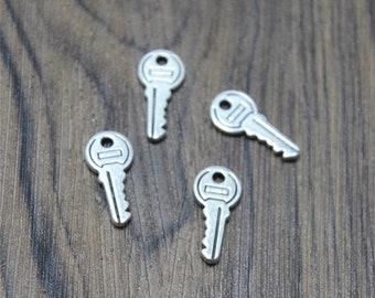 30pcs mini key charms silver tone key charms pendants 19X9mm