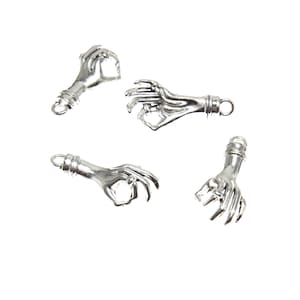 Silver OK Gesture Hand Charms: DIY Jewelry Pendants (23x9mm)
