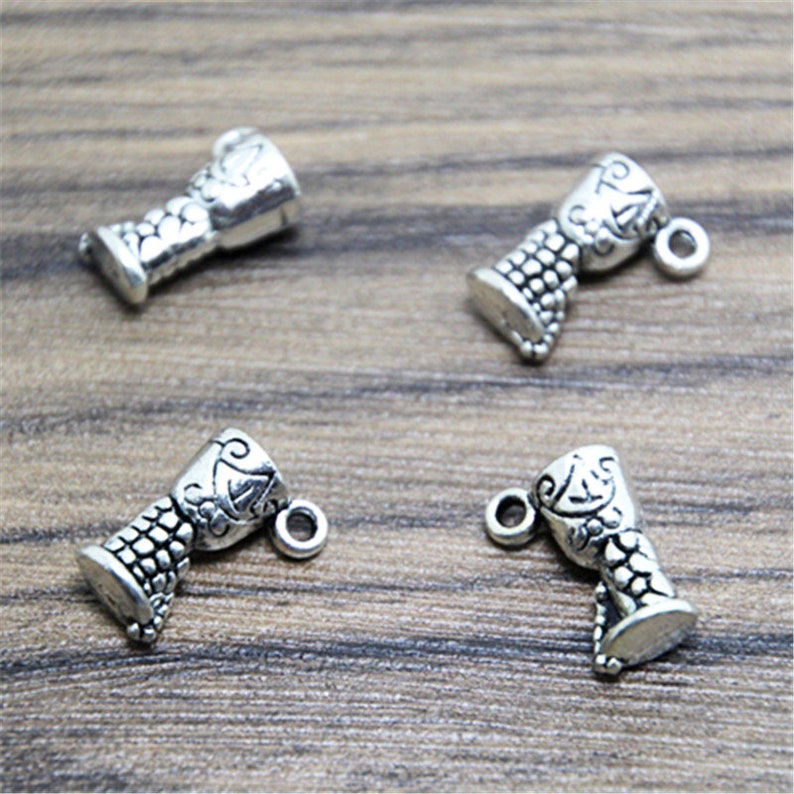 15pcs grape wine glass Charms silver tone 3D wine glass pendants 15x10x7mm