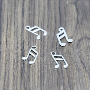 60pcs Music note Charms Silver Tone Treble Clef charm pendants musical charm 8x14mm