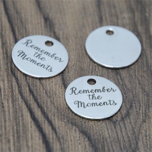 10pcs/lot Memories charm Remember the Moments Stainless steel message Charm pendant 20mm