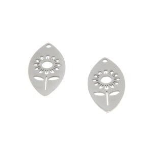 5pcs/lot Daisy Flower charm Sunflower Laser Cut Stainless steel Charm pendant 31x16mm