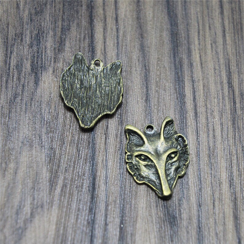 6pcs Wolf Charms bronze tonesilver tone Thick Wolf Head Charms Pendant 31x24mm