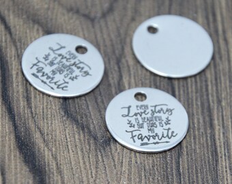 10pcs Stainless Steel Wedding Charm Pendants: Love Story Message (20mm)
