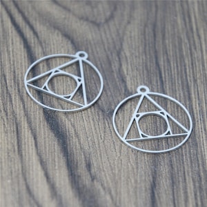 5 pendenti con ciondolo in acciaio inossidabile a forma di pietra filosofale: sigillo ermetico alchemico (28 x 25 mm)