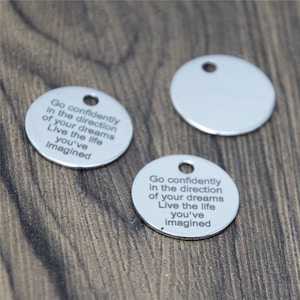 10pcs Stainless Steel Quote Charm: Inspirational Message Pendant (20mm)