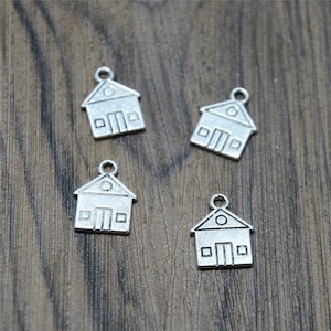 25pcs House charms Antique silver tone Home School House pendant 12x16mm