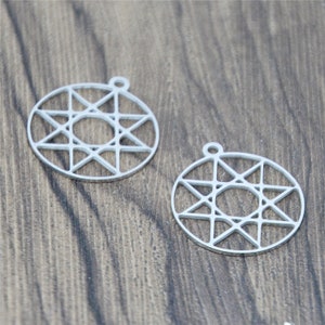 Octagram Stainless Steel Charm Pendants: Geometric Star Amulet (5pcs)