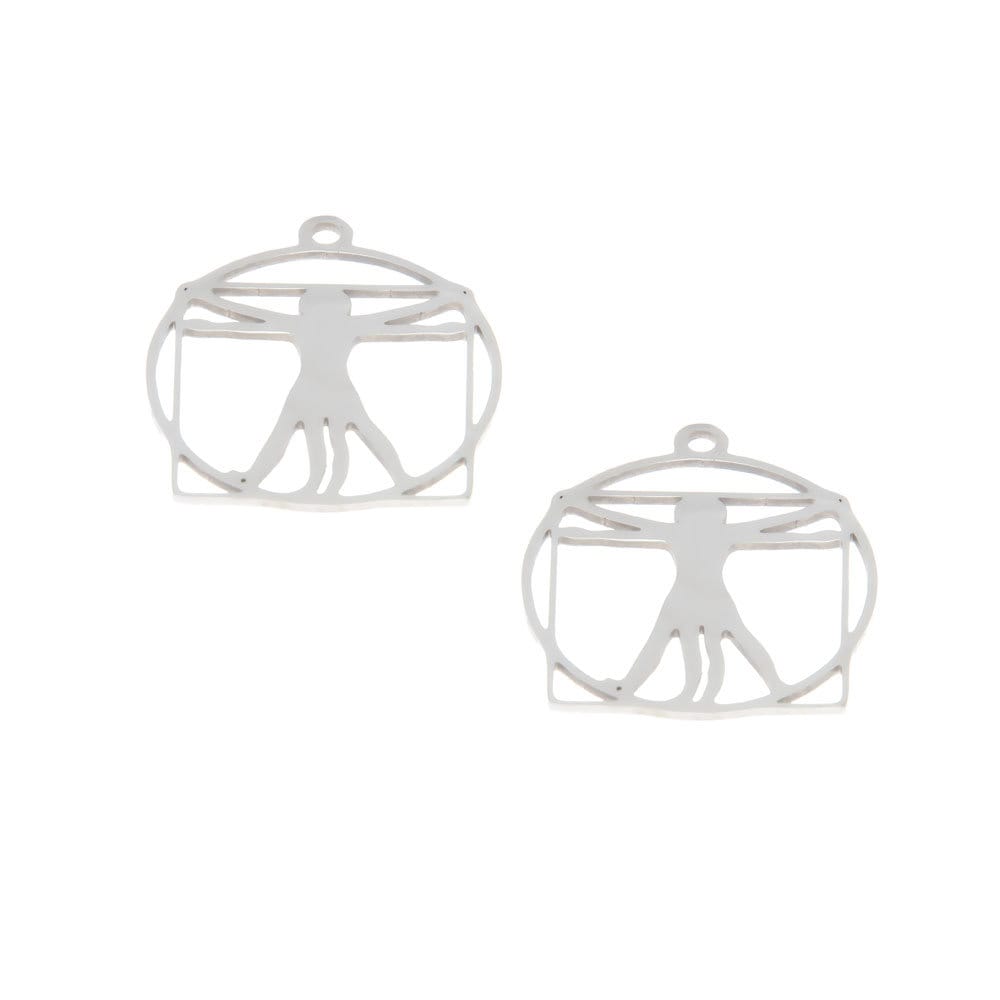 5pcs Stainless Steel Vitruvian Man Charm Pendants (28x25mm)