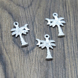 30piece/lot Palm Tree Charm Antiqued silver Tone Palm Tree Charm pendants cute plant 21x14mm