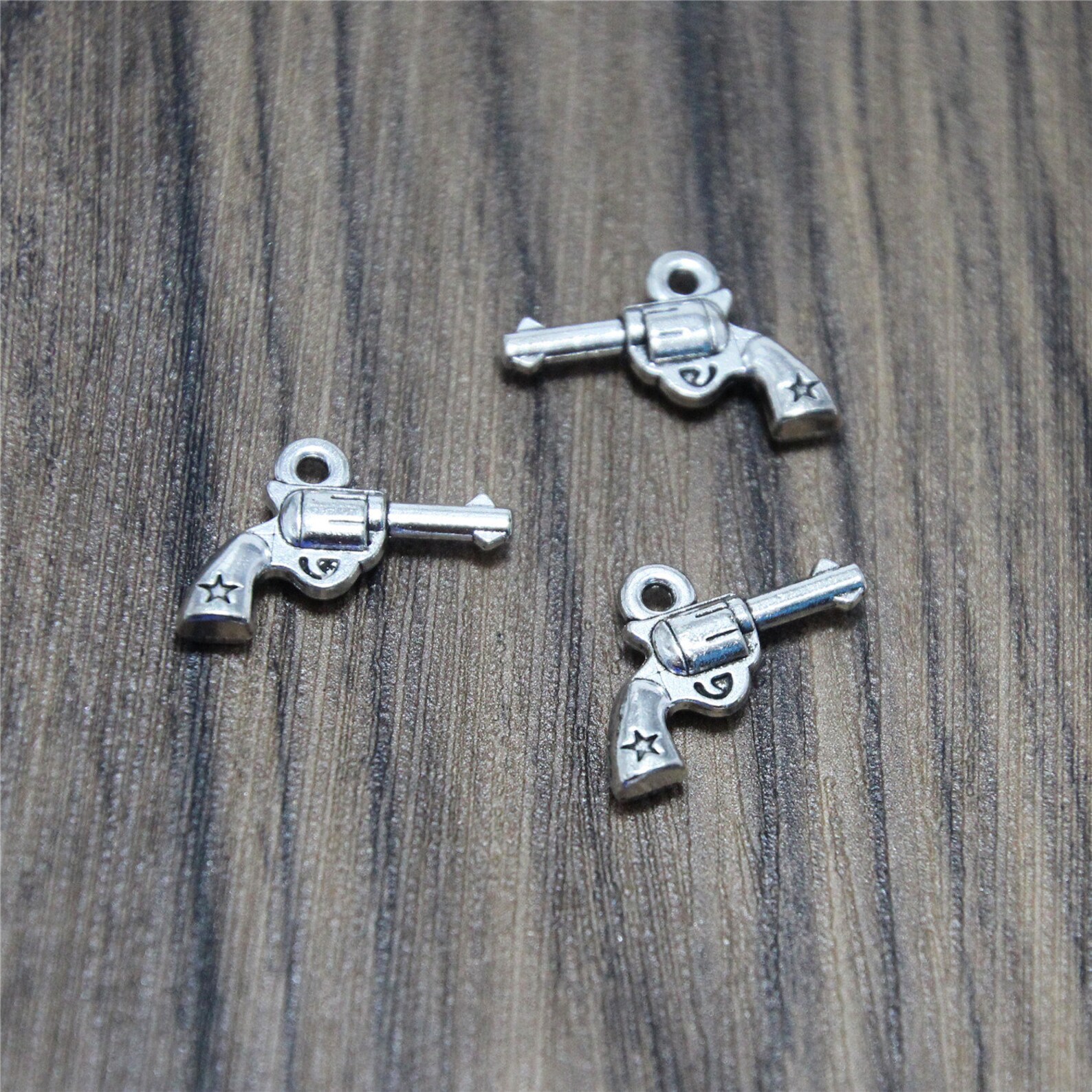 20pcs Star Gun Charms Silver Tone Handguns Pistols Guns Charms Etsy