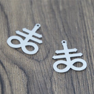 5pcs/lot Leviathan Cross Pendant Stainless steel Satan Cross Emblem Sulfur Sign Sigil Charm pendant 25x20mm