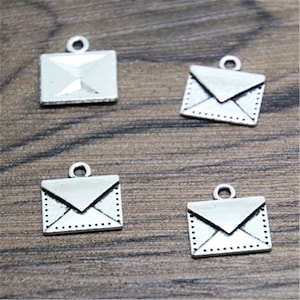 20pcs envelope Charms  silver tone envelope charm pendants 14x14mm