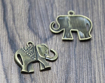 15pcs elephant Charms Antiqued bronze Tone elephant charm pendants 21x25mm