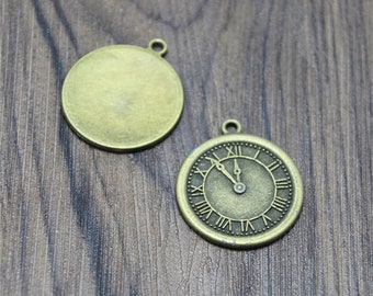 8pcs horloge vintage Charms Antique bronze horloge vintage Pendentifs 25x28mm